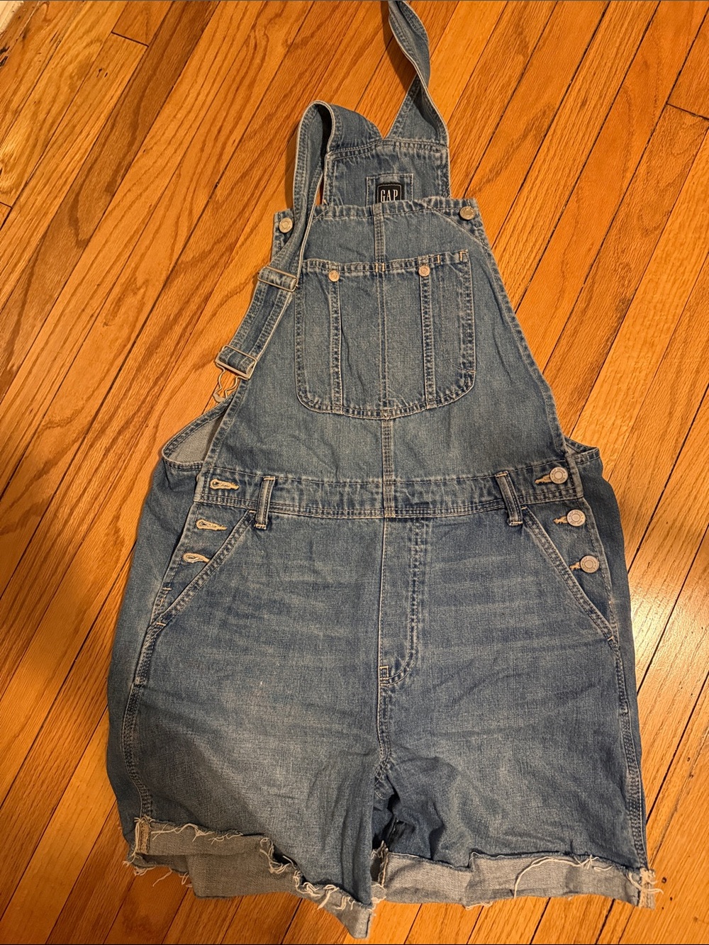 GAP Light Wash Denim Shortalls, medium TALL